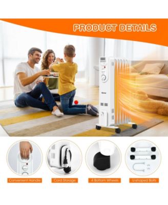 1500W Electric Space Heater with 3 Heat Settings and Safe Protection