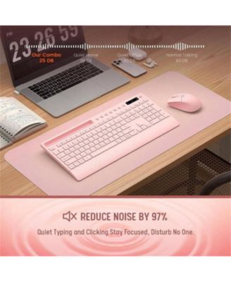 Wireless Keyboard and Mouse Combo - Full-Size Quiet Keyboard with Rest, Multimedia Keys, Power Switch, Compatible with OS, PC, Laptop