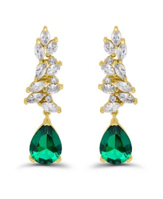Gold Plated Marquise Cubic Zirconia Cluster Drop Earrings