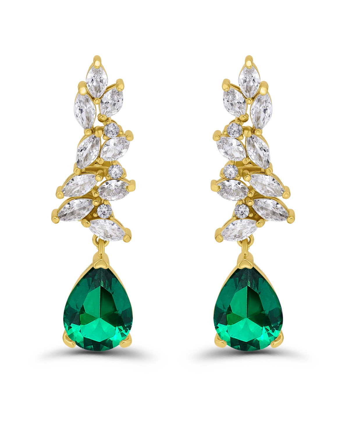 Christian Siriano New York Gold Plated Marquise Cubic Zirconia Cluster Drop Earrings In Gold