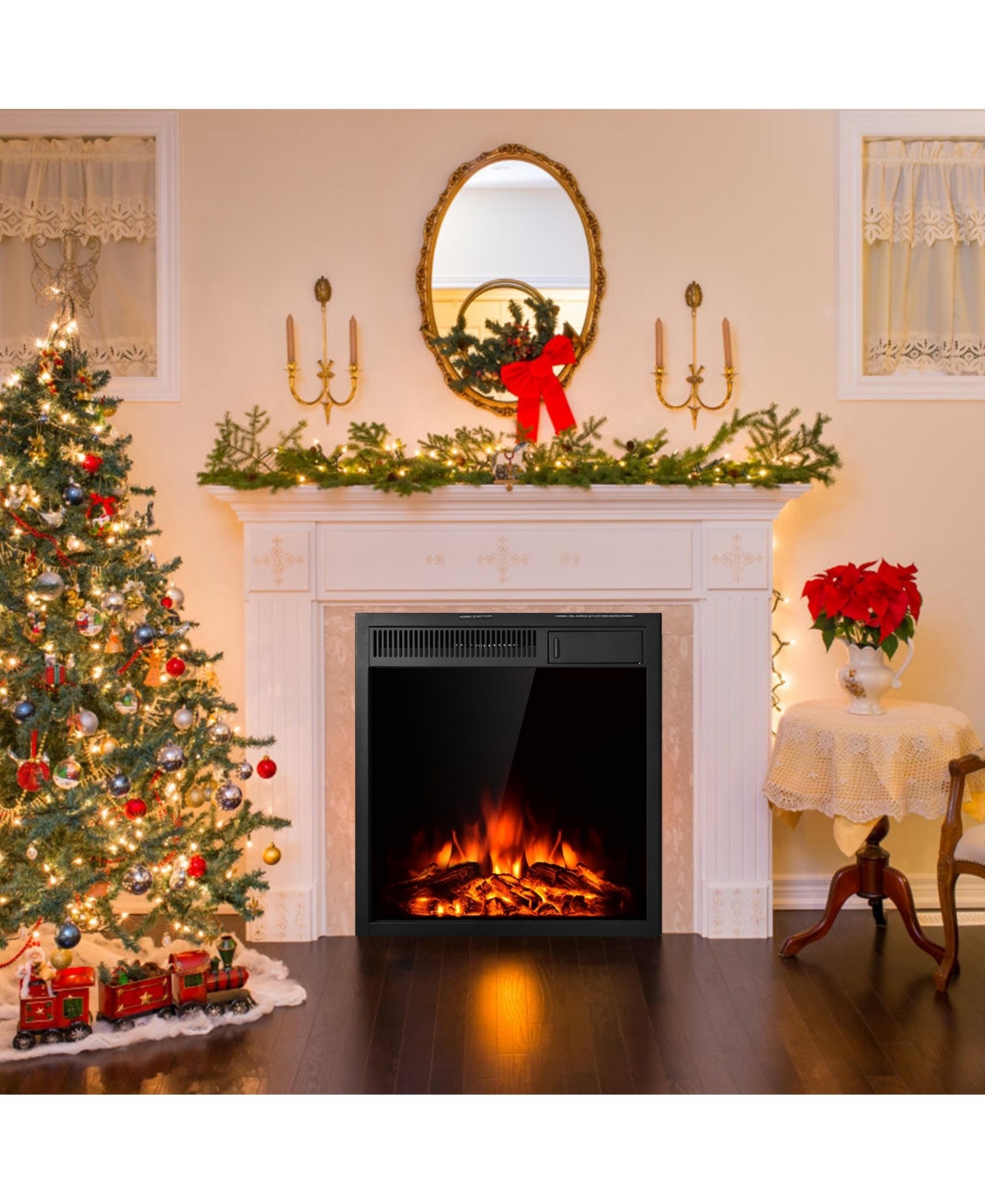 Sugift 22.5 Inch Electric Fireplace Insert Freestanding and Recessed Heater