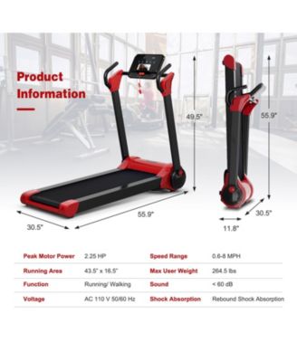 2.25 HP Electric Motorized Folding Running Treadmill Machine with LED Display
