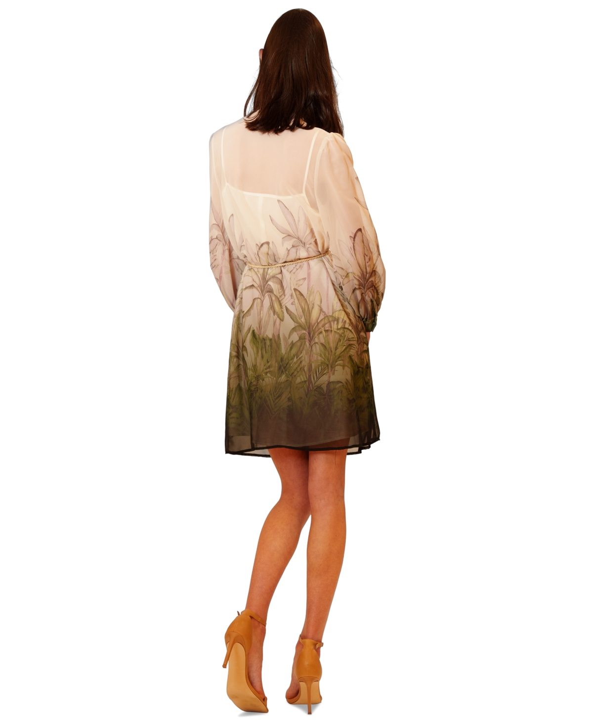 Julia Jordan Women's Pleated Tropical Cowl Neck Mini Dress In Multi