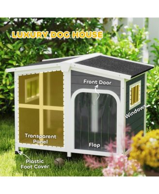 Giant Window Wooden Dog House for Large Dogs Outdoor & Indoor