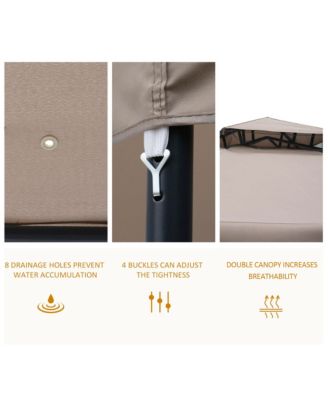 9.6' x 9.6' Patio Gazebo, Outdoor Canopy Shelter, Taupe