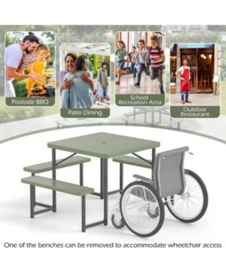 Patio Square Picnic Table Set with Benches for 4 to 8 People