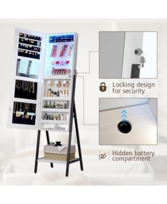 60" LED Jewelry Mirror, Standing Armoire with Storage