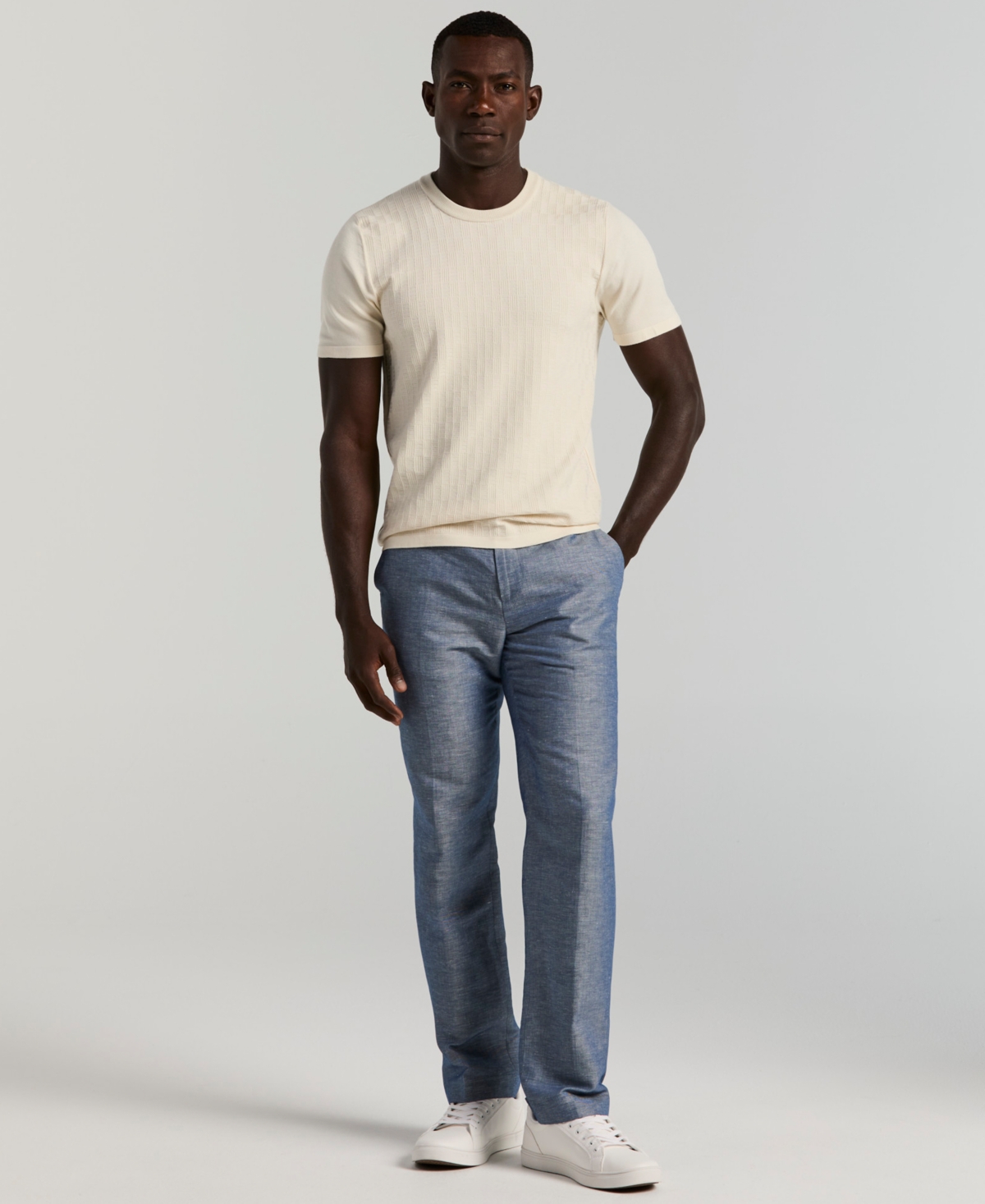 Perry Ellis Men's Portfolio Modern-Fit Linen/Cotton Solid Dress Pants