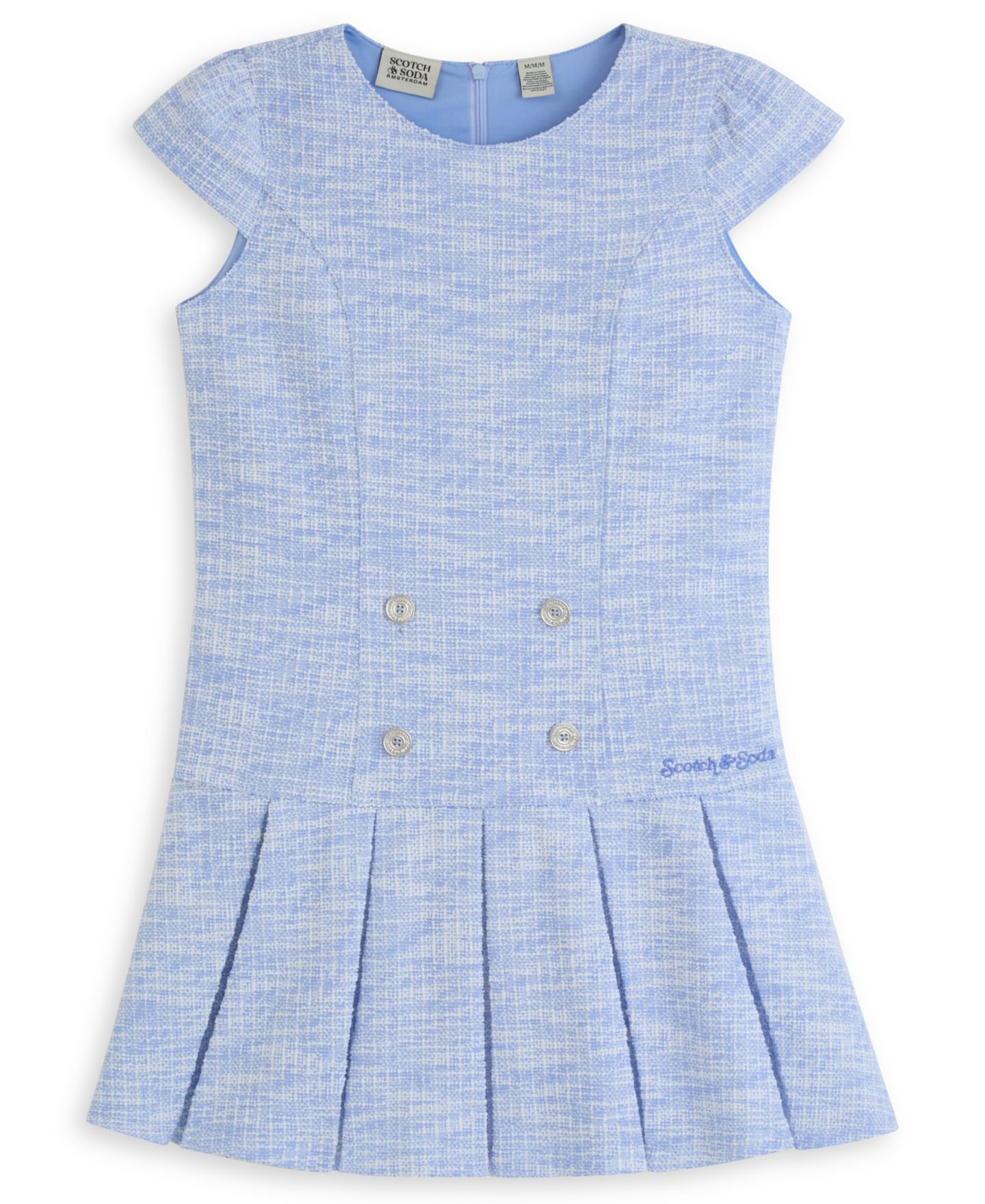 Платье SCOTCH & SODA Short-Sleeve Boucle Dress для девочек, цвет: Лазурный — фото 1
