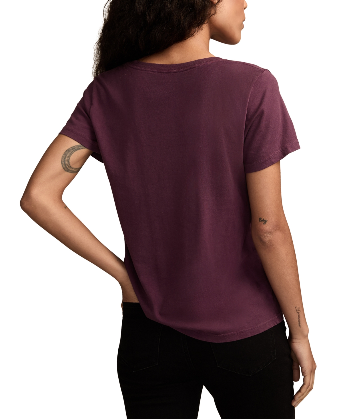 Lucky Brand Studded Bloom Like A Lotus Graphic T-shirt In Burgundy