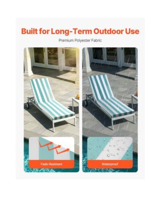 Set of 2 Outdoor Chaise Lounge Cushions Waterproof and Thick