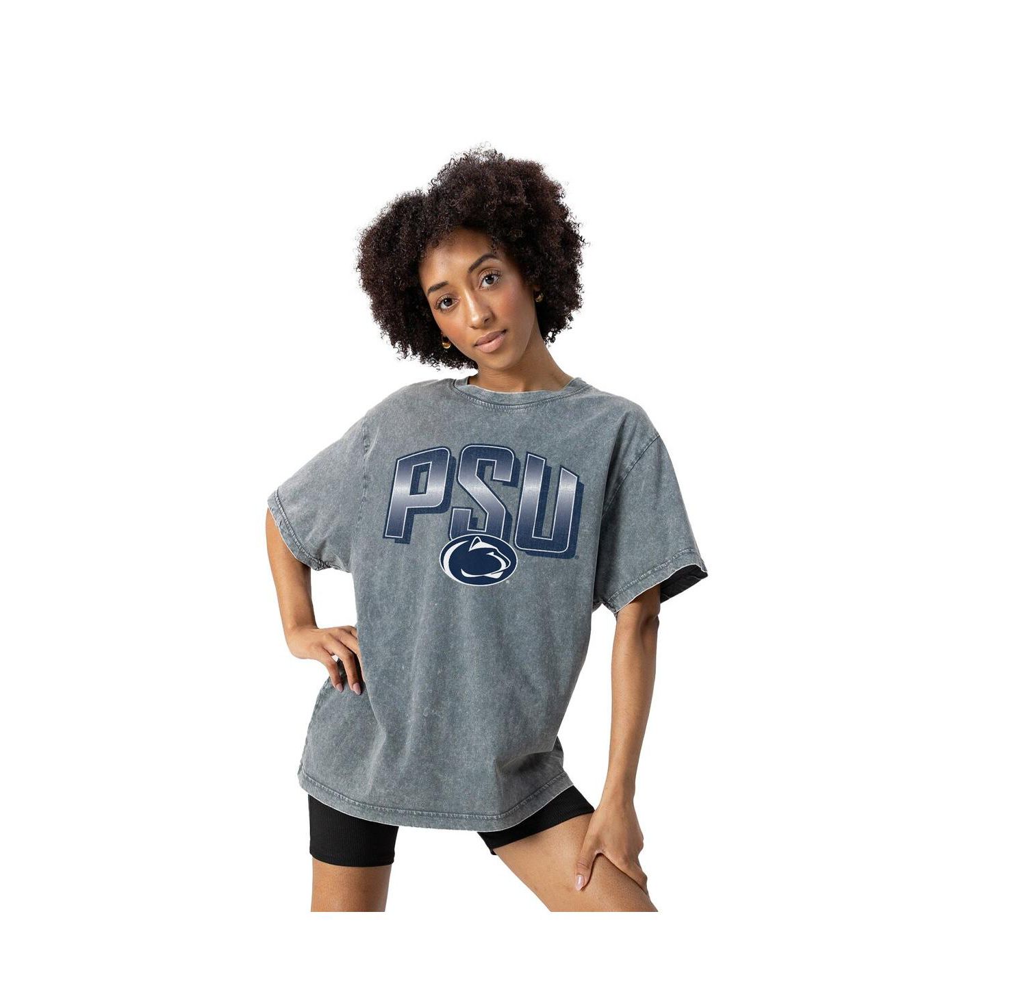 Women's Gray Penn State Nittany Lions Snow Washed Relaxed Fit Classic T-Shirt