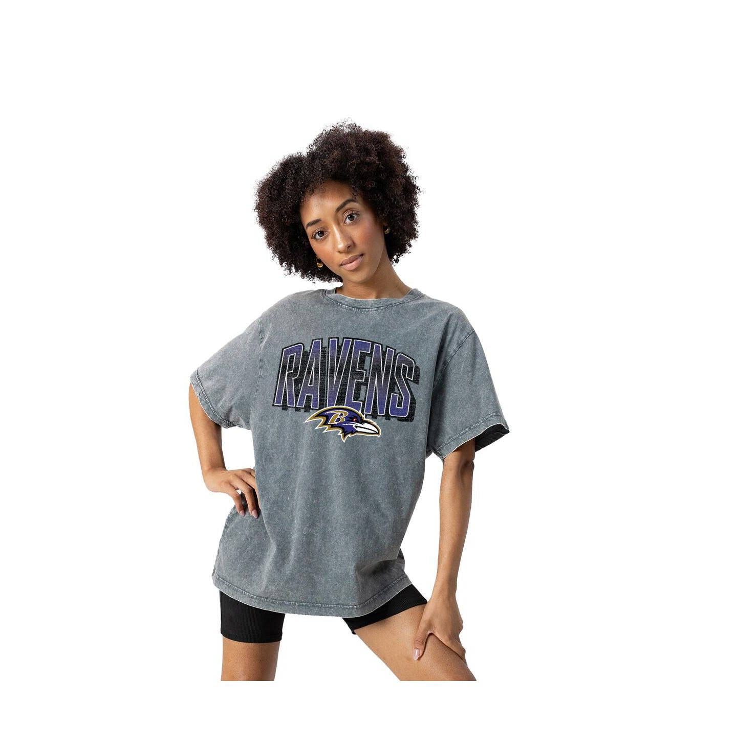 Женская футболка Gameday Couture Gray Baltimore Ravens Peak Performance Oversized Snow Wash — фото 1