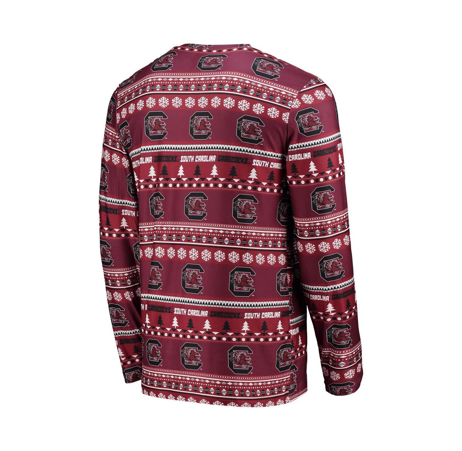 Men's 2-Piece Garnet South Carolina Gamecocks Ugly Sweater Long Sleeve Top and Pants Sleep Set