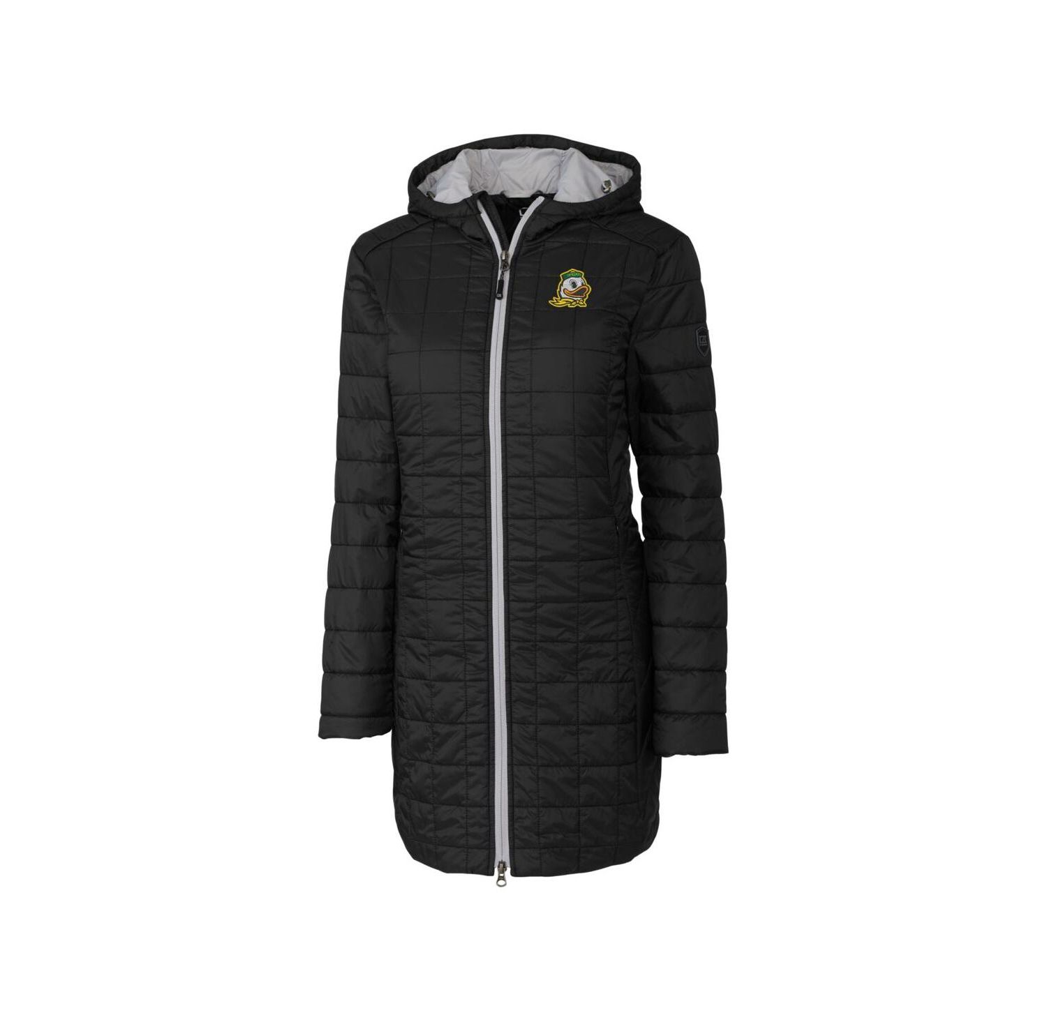 Women's Black Oregon Ducks Rainier PrimaLoft Eco Hooded Long Coat