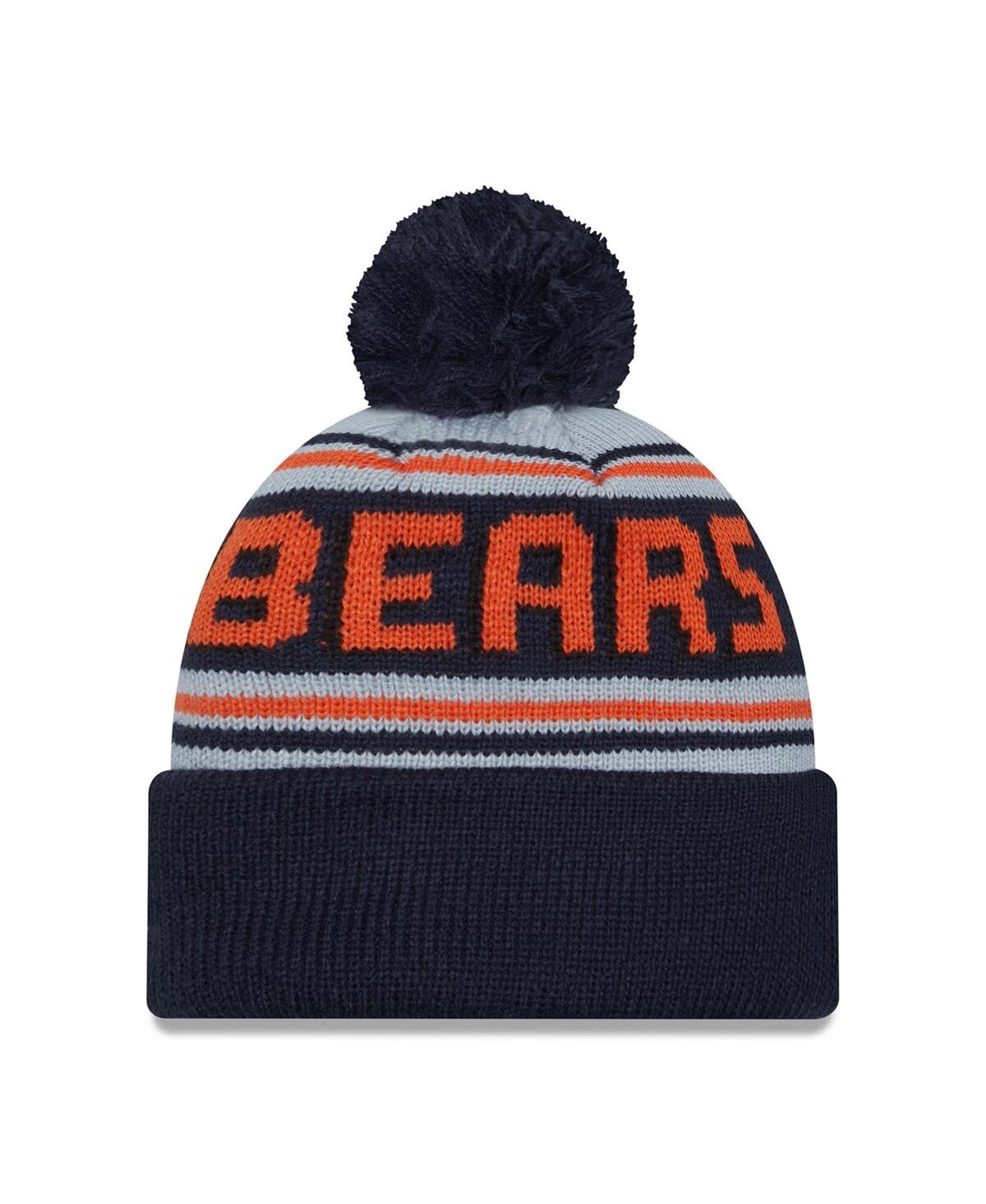 New Era Men's Navy Chicago Bears Throwback Main Cuffed Knit with Pom Hat