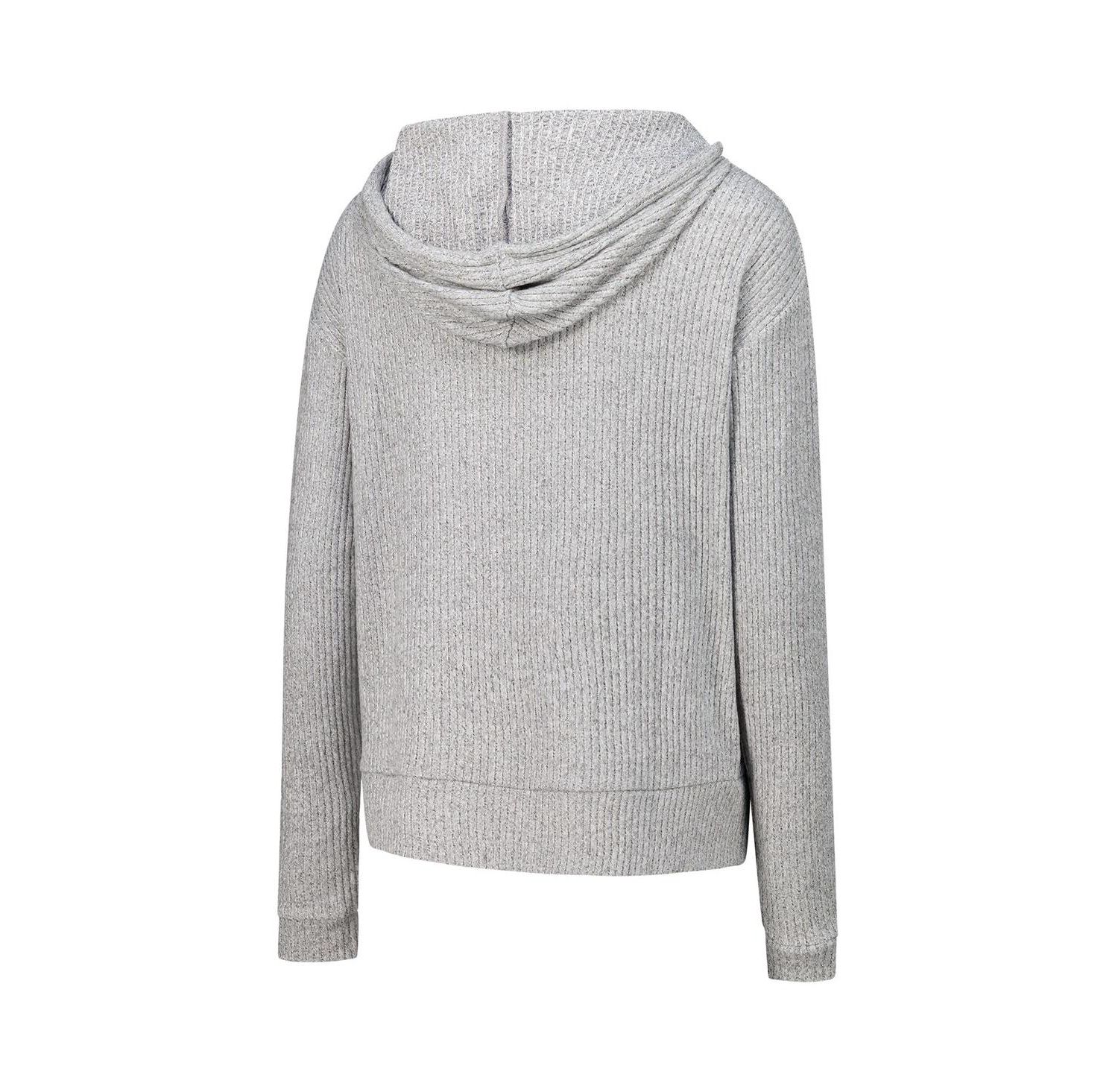 Women's Heather Gray Michigan State Spartans Juniper Soft Modest Cropped Long Sleeve Hoodie Top