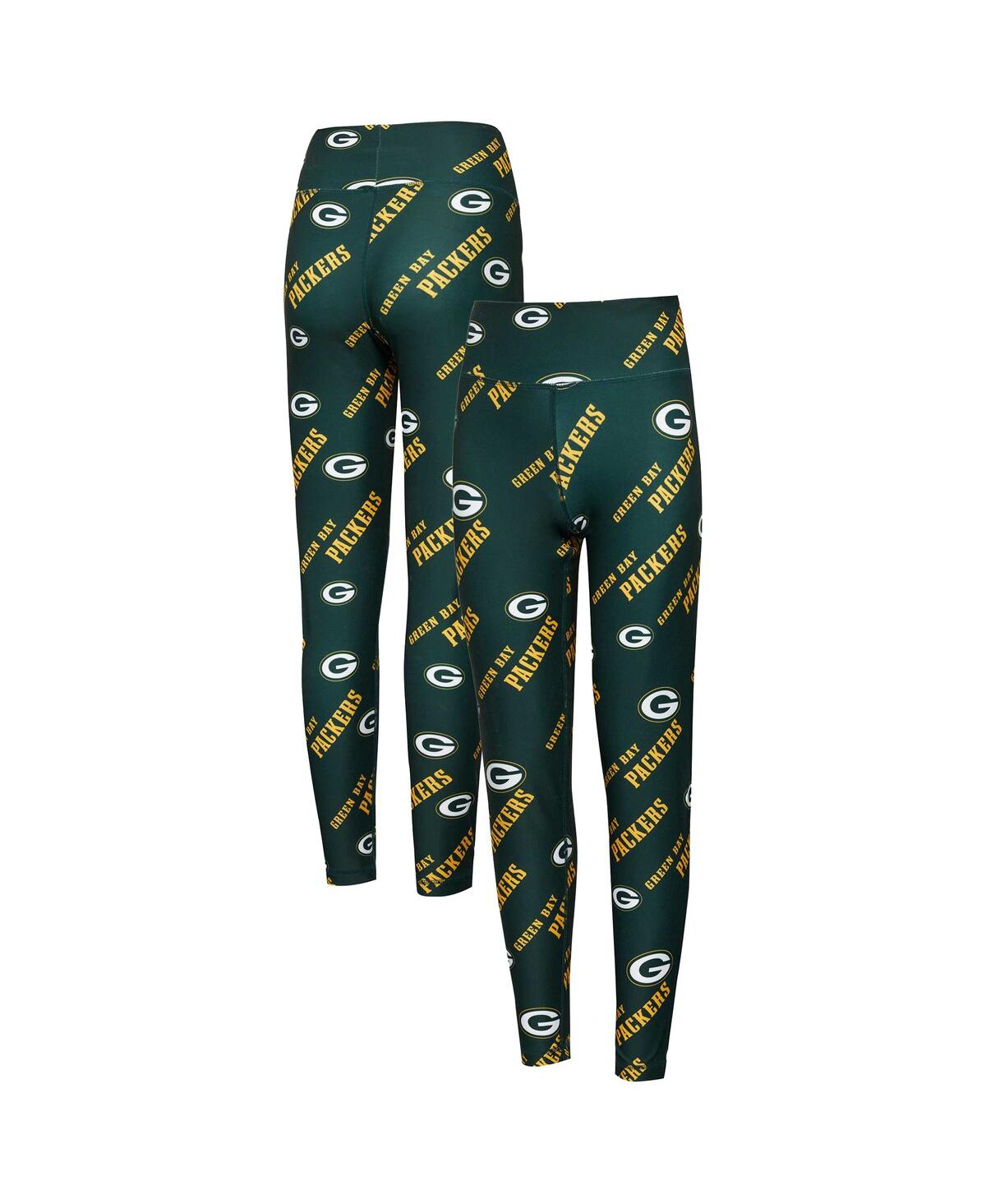 Concepts Sport Women's Green Bay Packers Breakthrough Allover Print Knit Sleep Leggings In Green