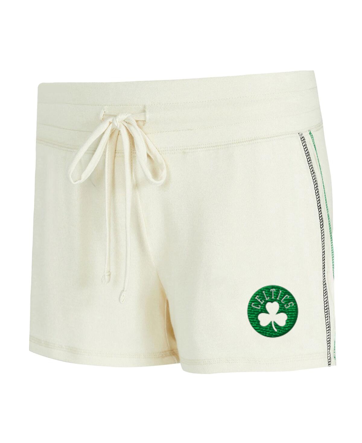 Concepts Sport Women's 2-piece Cream Boston Celtics Kaki Hacci Knit Long Sleeve Top And Shorts Set In Multi