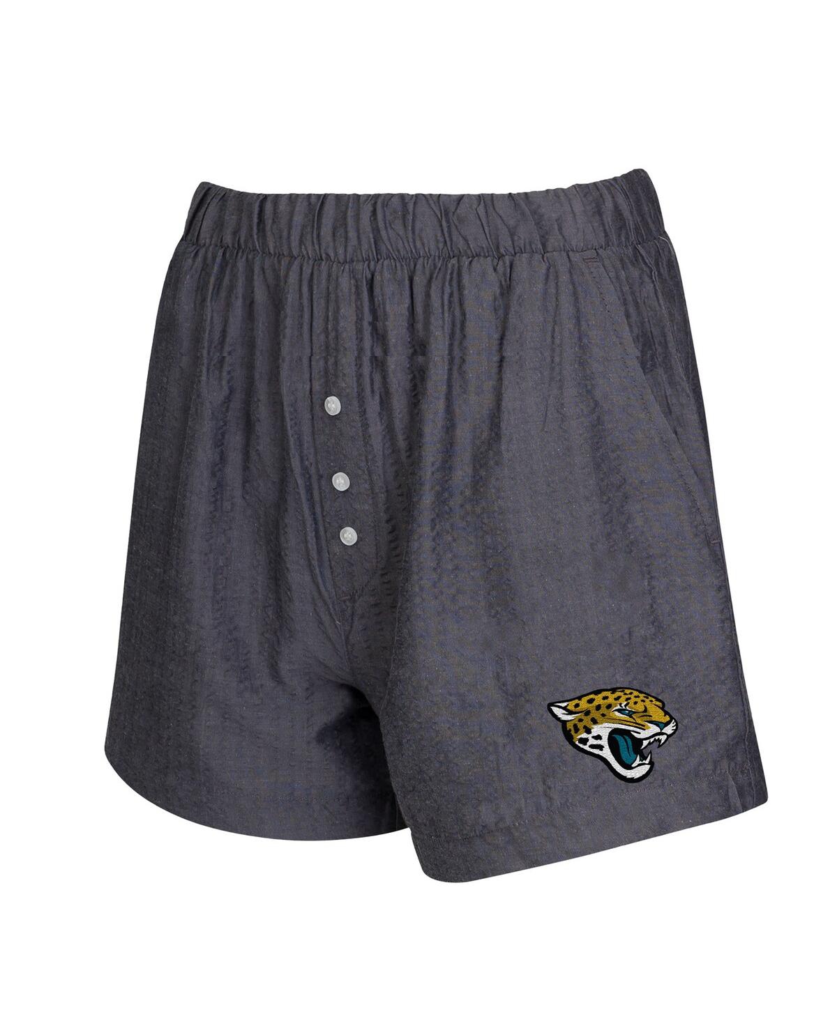 Concepts Sport Women's 2-pack Charcoal Jacksonville Jaguars Stripes And Solids Boxer Shorts Set In Multi