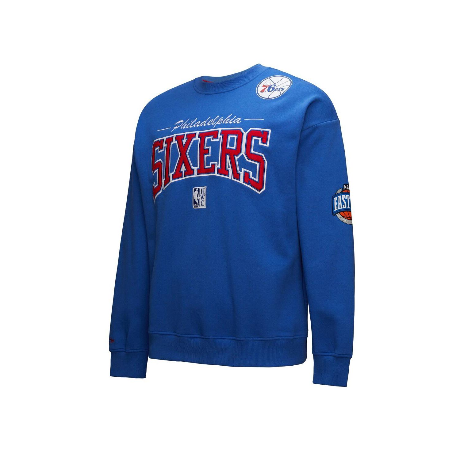 Men's Royal Philadelphia 76ers Hardwood Classics There Back 2.0 Vintage Pullover Sweatshirt