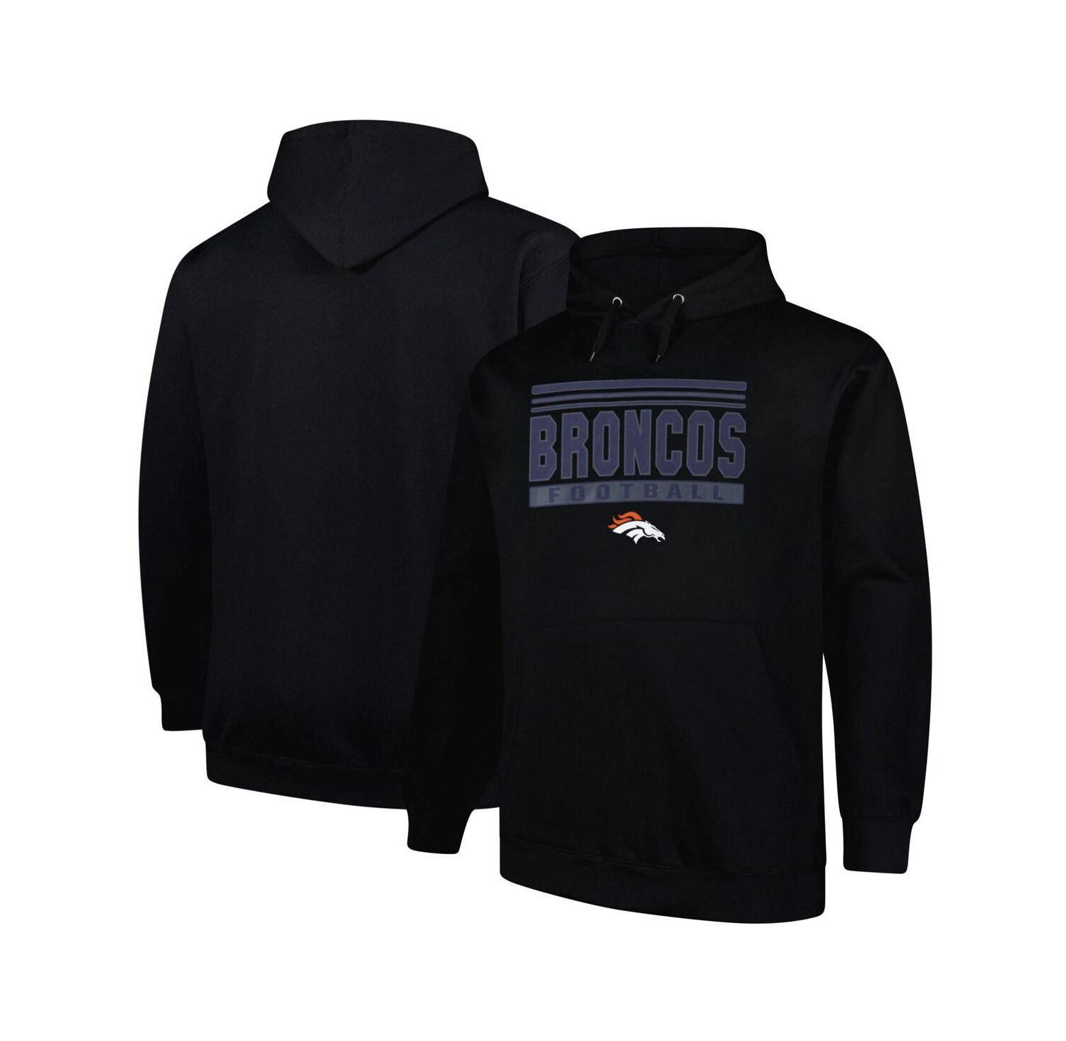 Men's Black Denver Broncos Big & Tall Pop Pullover Hoodie