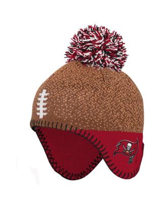 Outerstuff - Baby Boys and Girls Brown Tampa Bay Buccaneers Football Head Knit with Pom Hat