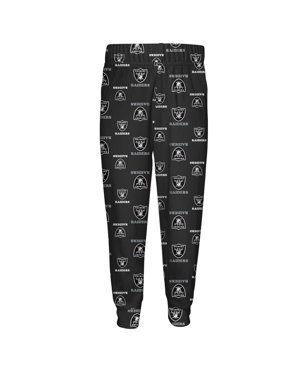 Outerstuff Toddler 2-piece Black Las Vegas Raiders All-over-print Long Sleeve T-shirt And Pants Sleep Set In Black