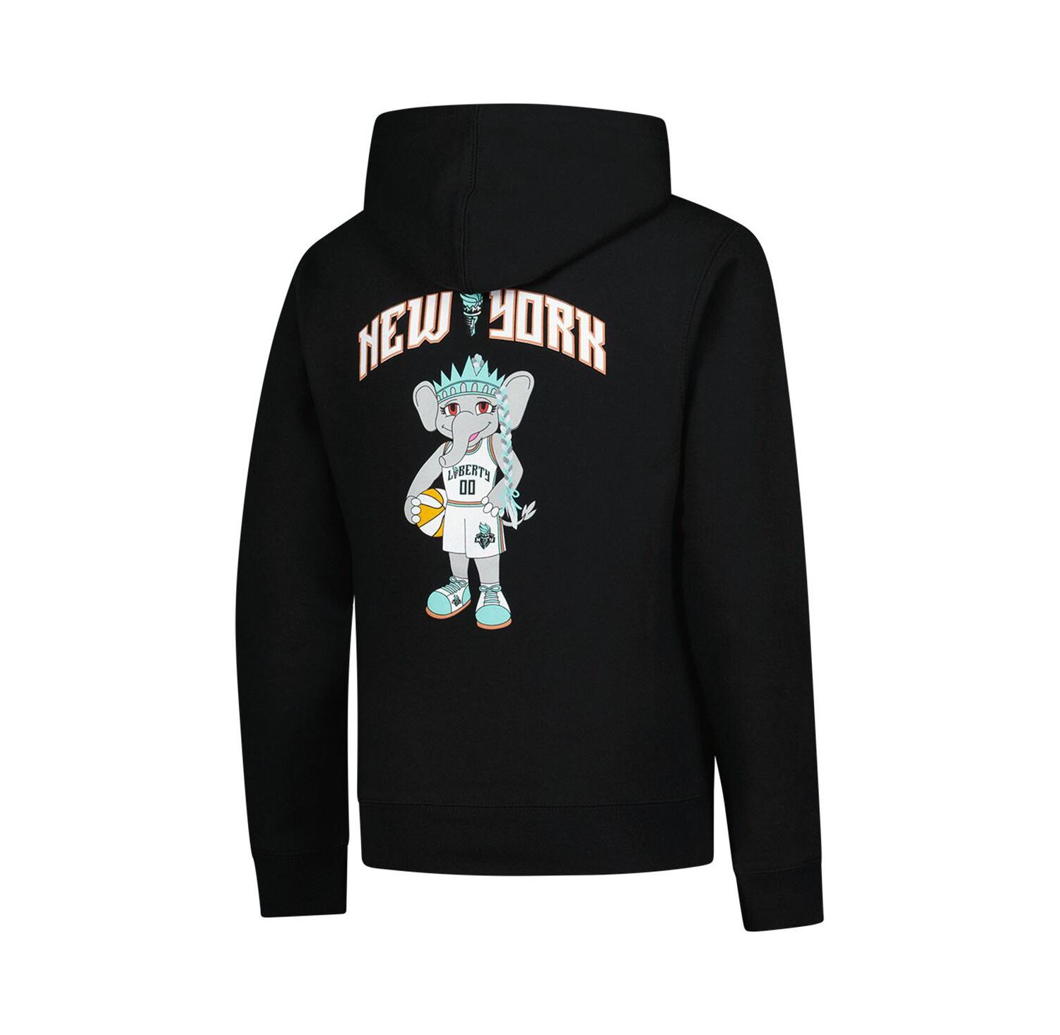 Big Boys and Girls Black New York Liberty Ellie Standing Mascot Hoodie