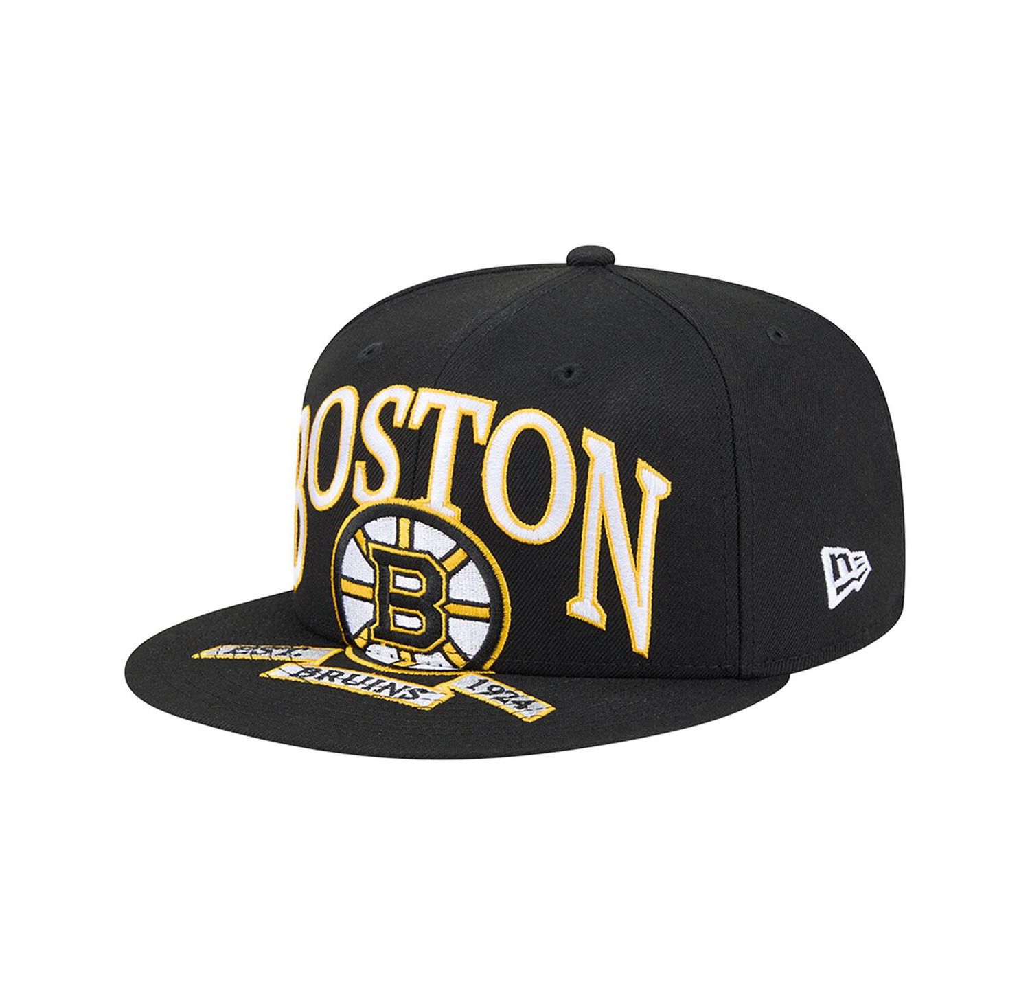 Men's Black Boston Bruins Oversized Vintage Arch 59Fifty Fitted Hat