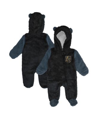 Outerstuff - Newborn Black Vegas Golden Knights Stay Napping Fleece Bunting Full-Zip Hooded Sleeper