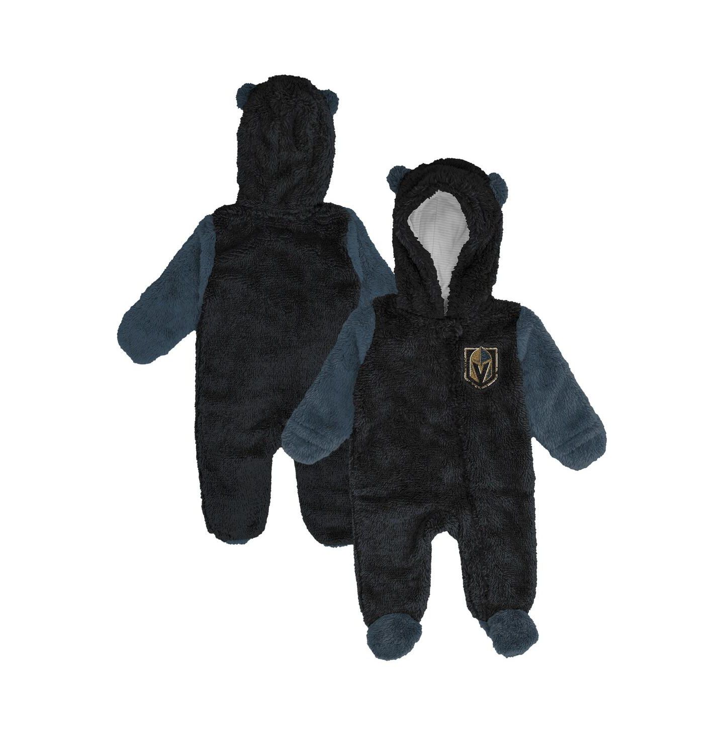 Outerstuff Newborn Black Vegas Golden Knights Stay Napping Fleece Bunting Full-Zip Hooded Sleeper — фото 1