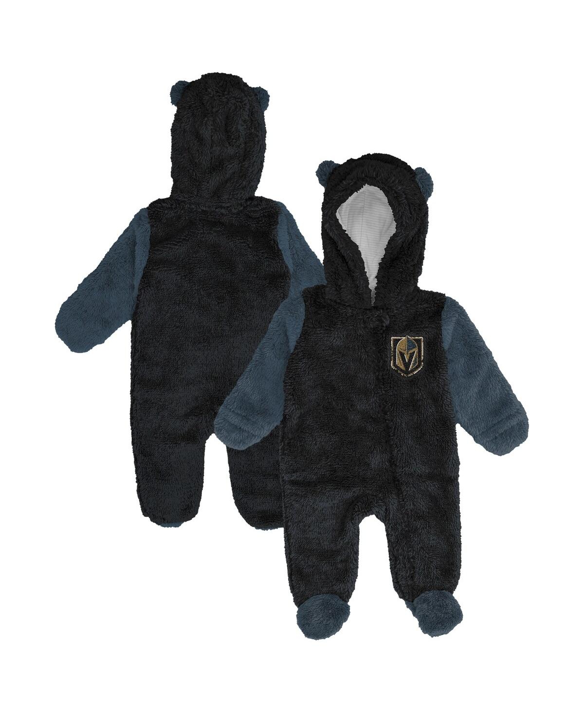 Outerstuff Newborn Black Vegas Golden Knights Stay Napping Fleece Bunting Full-Zip Hooded Sleeper