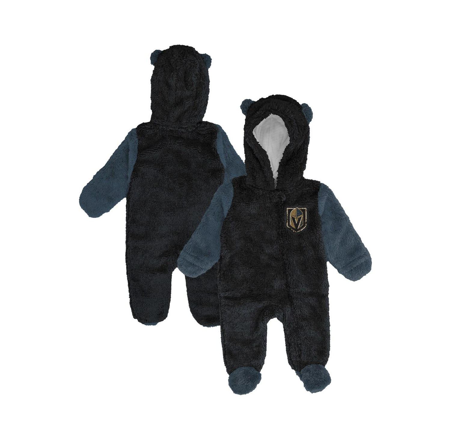 Newborn Black Vegas Golden Knights Stay Napping Fleece Bunting Full-Zip Hooded Sleeper