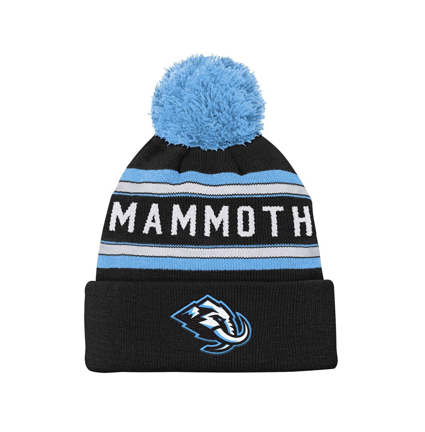 Детский головной убор Outerstuff Black Utah Mammoth Jacquard Cuffed Knit with Pom Hat — фото 1