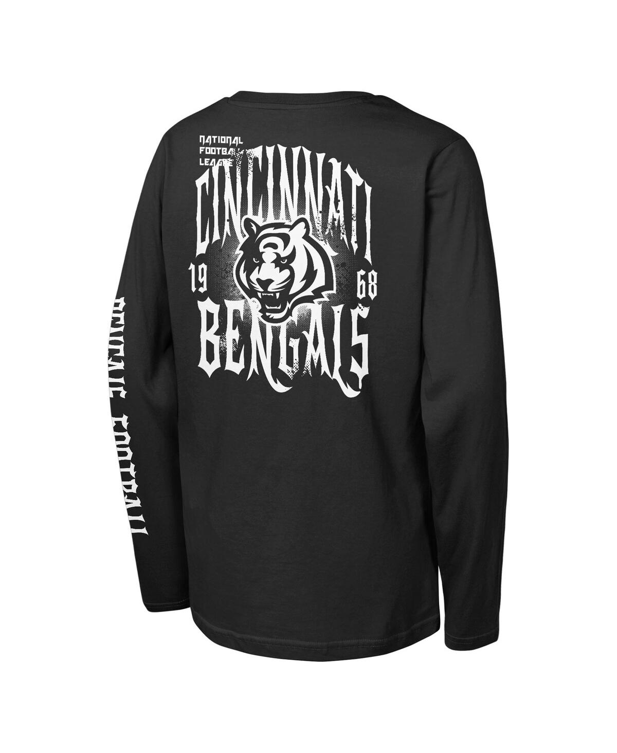 Outerstuff Big Boys and Girls Black Cincinnati Bengals Rumble Long Sleeve T-Shirt