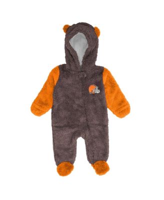 Baby Boys and Girls Brown Cleveland Browns Stay Napping Fleece Bunting Full-Zip Sleeper