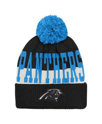 Outerstuff - Big Boys and Girls Black Carolina Panthers Modern Fan Cuffed Knit with Pom Hat