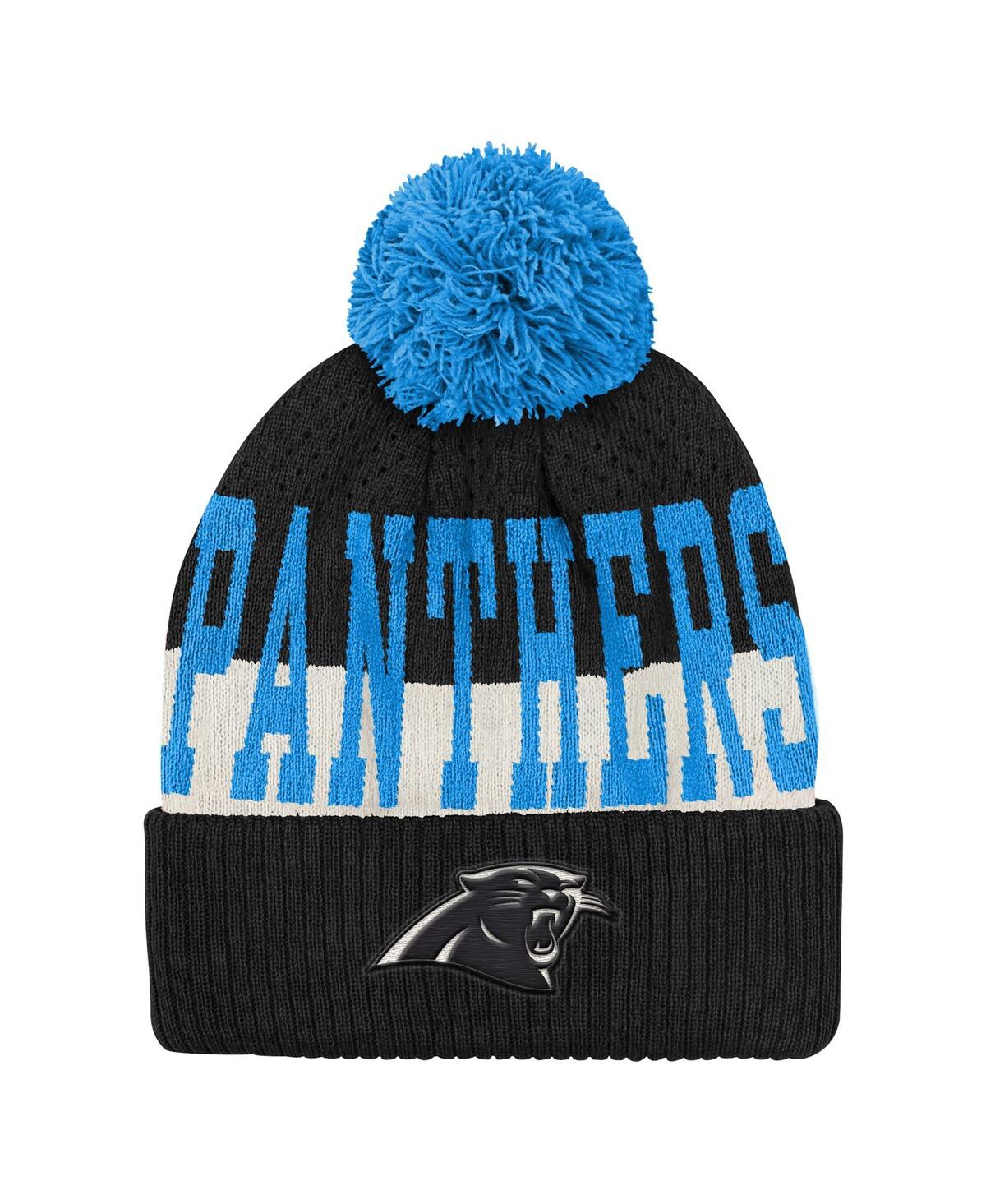 Outerstuff Big Boys and Girls Black Carolina Panthers Modern Fan Cuffed Knit with Pom Hat