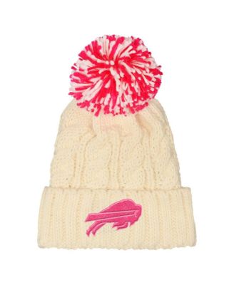 Outerstuff - Girls White Buffalo Bills Cable Cuffed Knit with Pom Hat