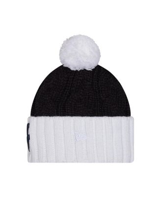 Women's Black West Virginia Mountaineers Tonal Cuffed Knit with Double Poms Hat