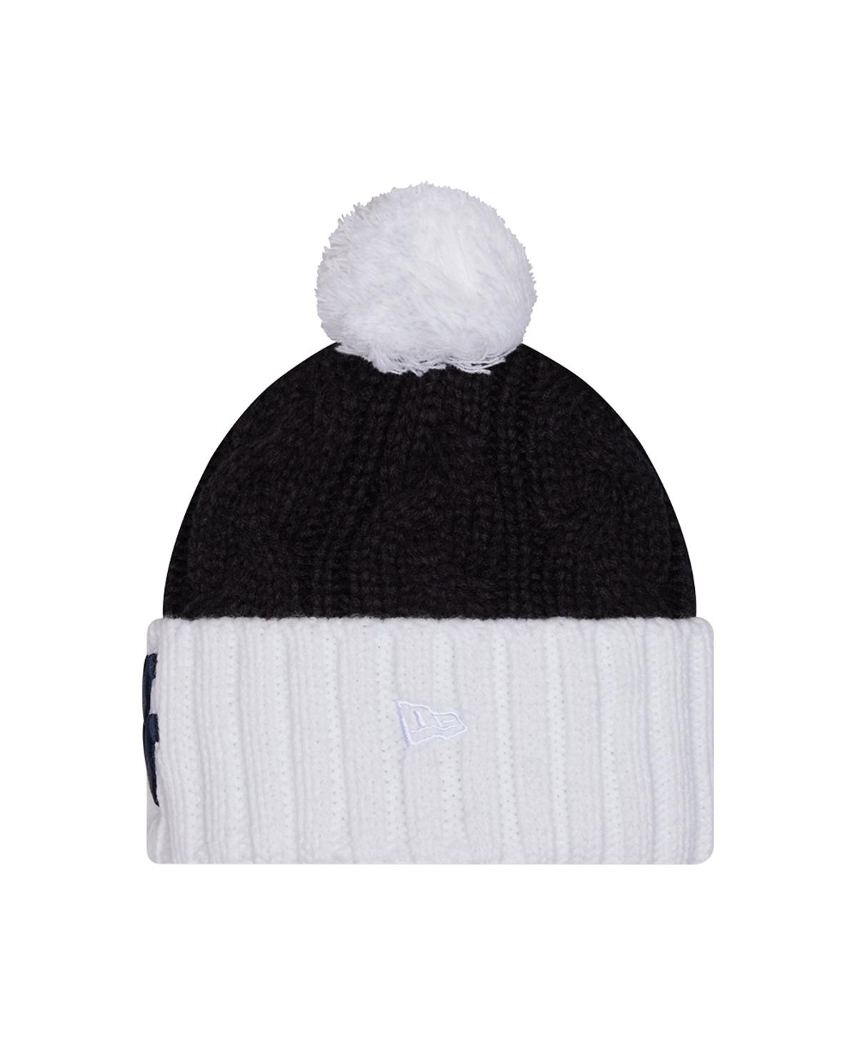 New Era Women's Black West Virginia Mountaineers Tonal Cuffed Knit with Double Poms Hat