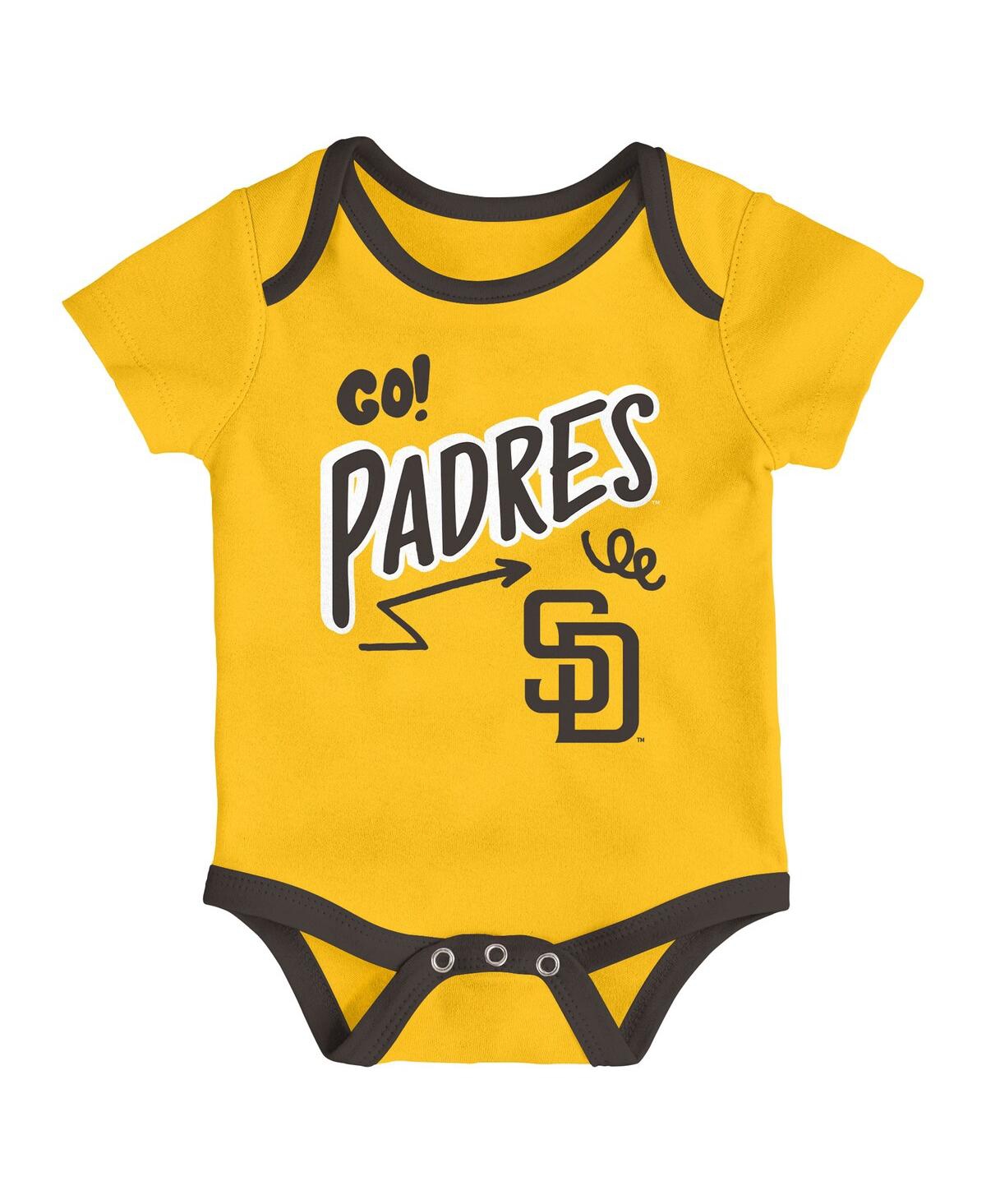 Outerstuff Newborn 3-Pack San Diego Padres All Day Play Bodysuit Set