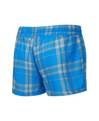 Women's 2-Piece Heather Gray/Blue Detroit Lions Regulate Plaid Long-Sleeve T-Shirt Shorts Sleep Set