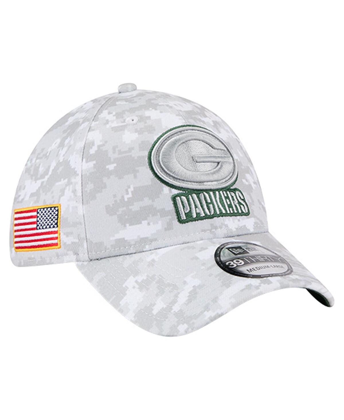 New Era Men's White Green Bay Packers 2025 Salute to Service Digital Camo Fan Pack 39THIRTY Flex Hat