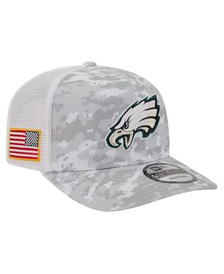 New Era - Men's Gray Philadelphia Eagles Salute to Service Fan Pack 9SEVENTY Trucker Adjustable Hat