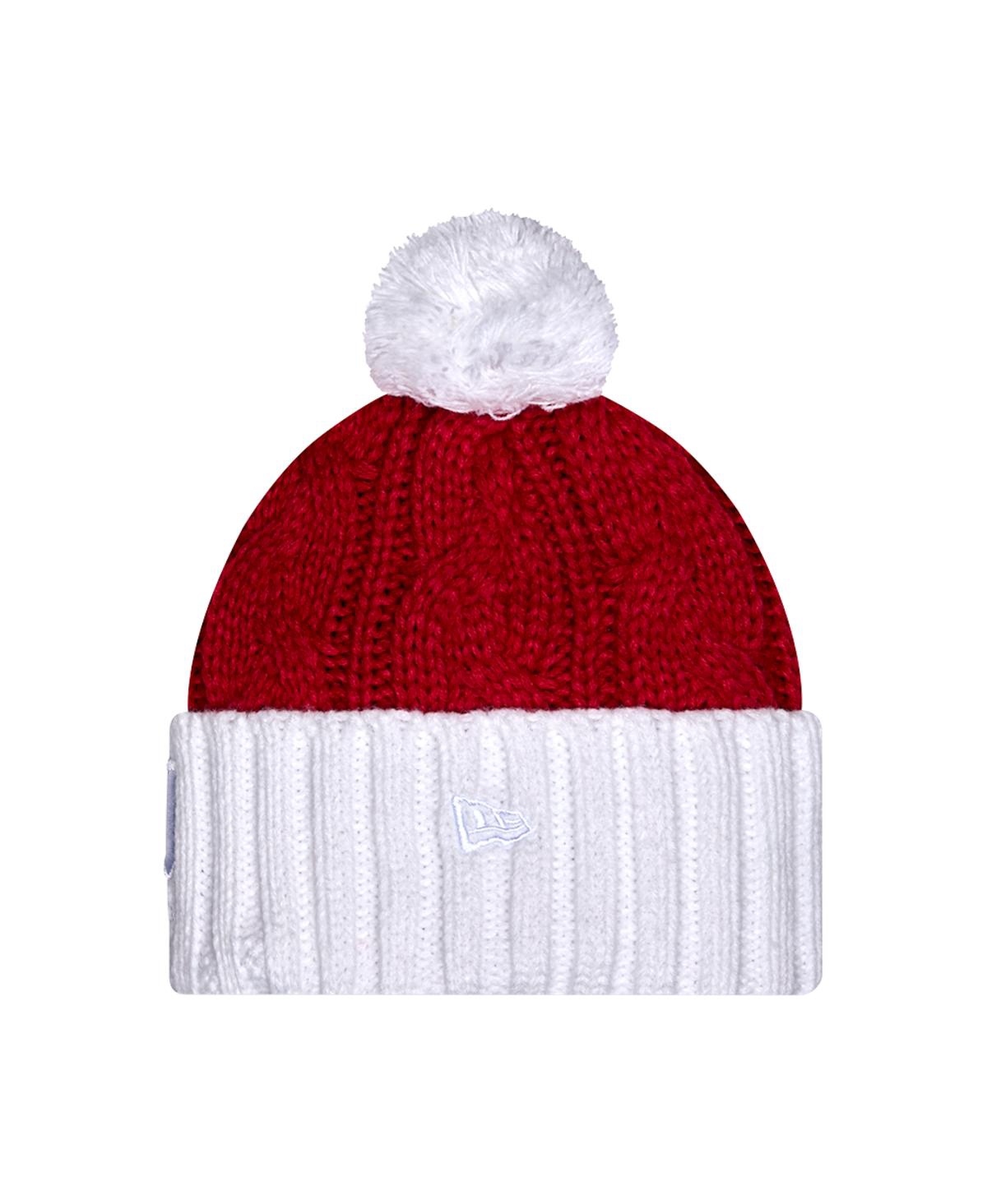 New Era Women's Crimson Indiana Hoosiers Tonal Cuffed Knit with Double Poms Hat