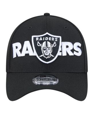Men's Black Las Vegas Raiders Overlap Logo 39THIRTY Stretch Fit Hat