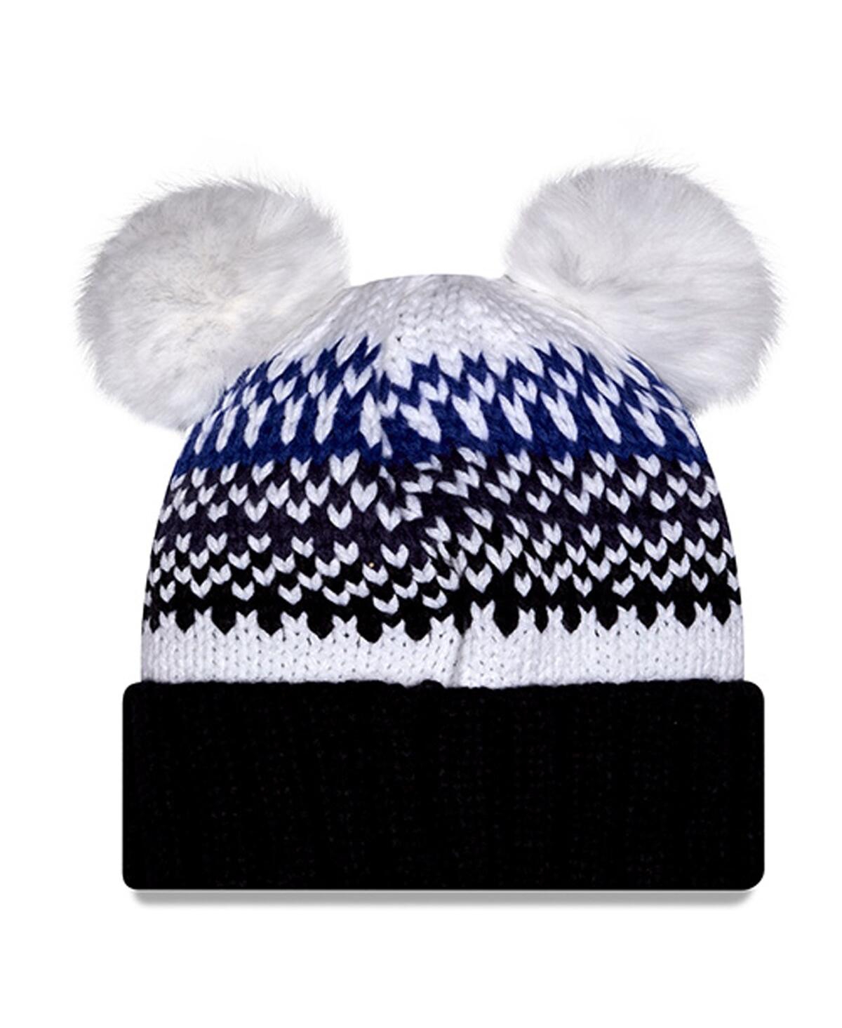 New Era Women's Navy Notre Dame Fighting Irish Double Pom Print Cuffed Knit Hat In Black