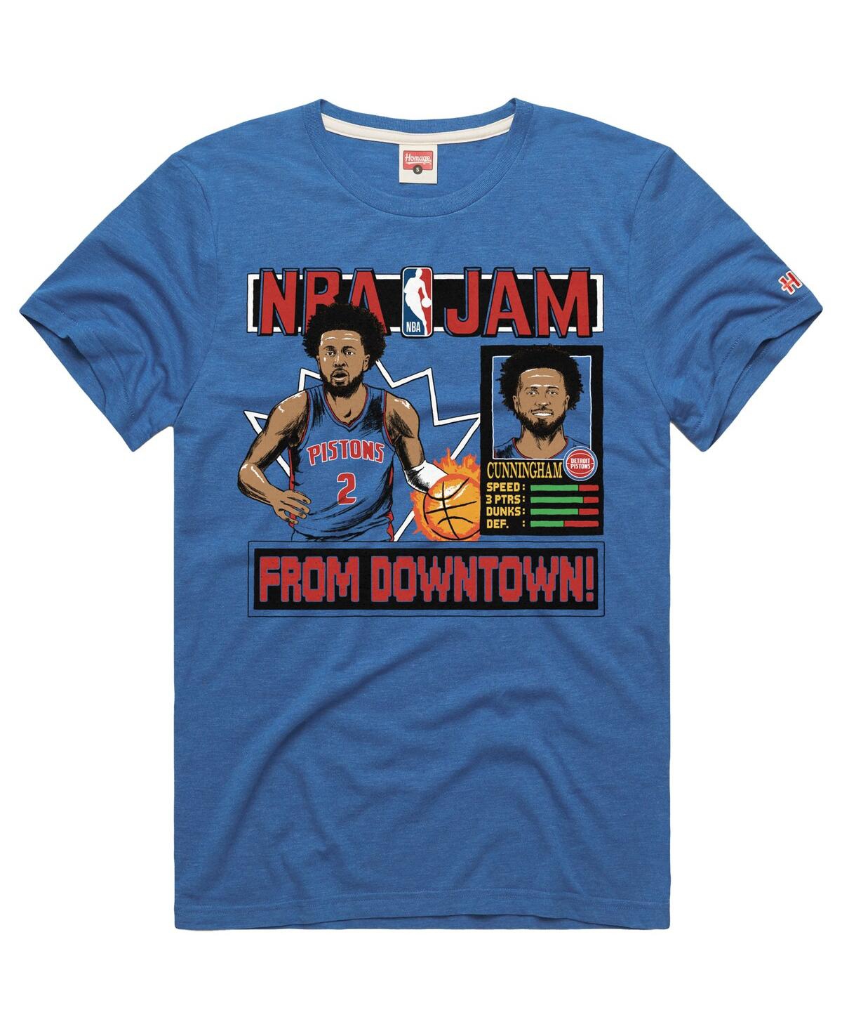 Homage Men's And Women's Cade Cunningham Blue Detroit Pistons Nba Jam Tri-blend T-shirt In Blue